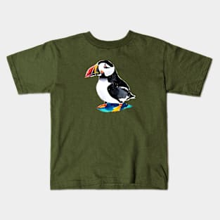 Watercolor Puffin Kids T-Shirt